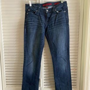 Straight leg blue jeans